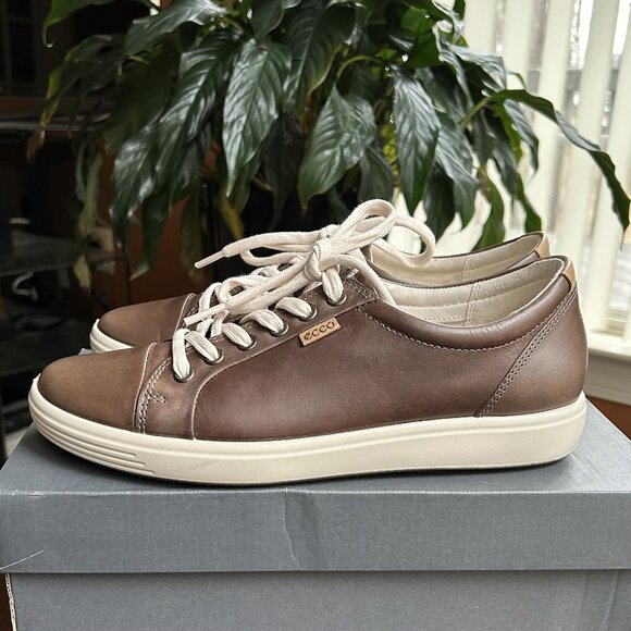 ECCO Women's Soft 7 Leather Sneaker Taupe Size 40 9 - 9.5 👟 - Picture 5 of 12